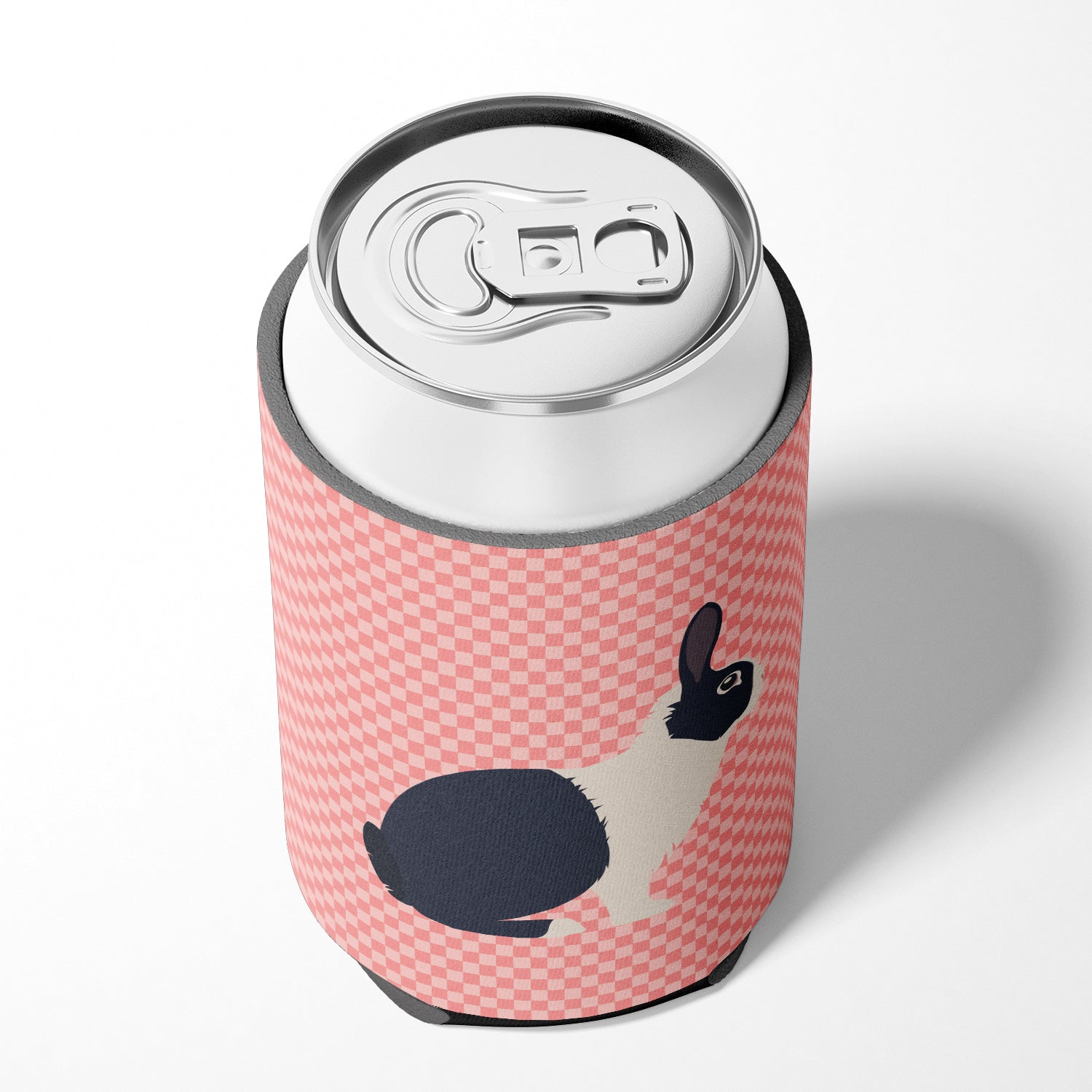 Dutch Rabbit Pink Check Can or Bottle Hugger Cooler Sleeve for Standard 12 oz Cans, Insulated Foam Beer & Soda Can Hugger Reusable