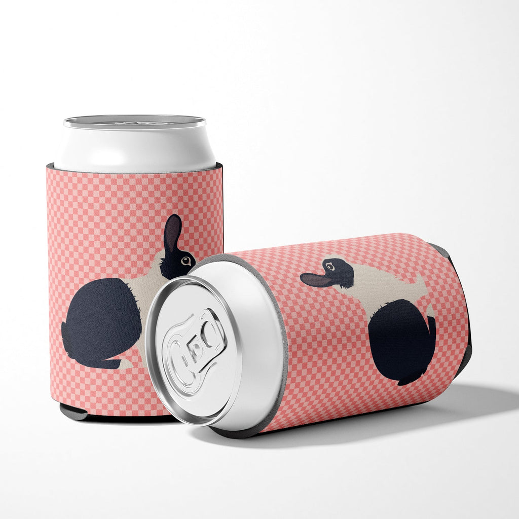 Dutch Rabbit Pink Check Can or Bottle Hugger Cooler Sleeve for Standard 12 oz Cans, Insulated Foam Beer & Soda Can Hugger Reusable