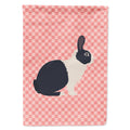 Dutch Rabbit Pink Check House Flag 28x40 Porch Sleeve Pole Decorative Outside Yard Banner Artwork Wall Hanging, Polyester