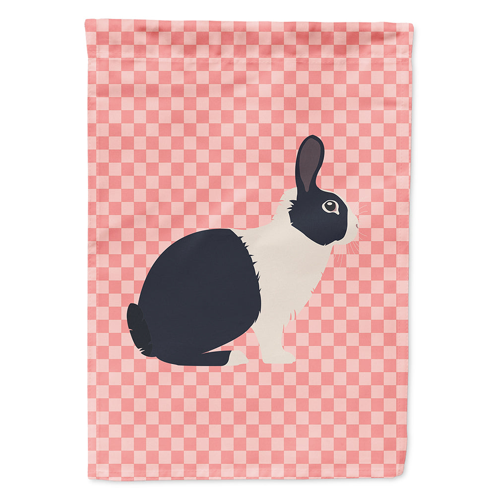 Dutch Rabbit Pink Check House Flag 28x40 Porch Sleeve Pole Decorative Outside Yard Banner Artwork Wall Hanging, Polyester