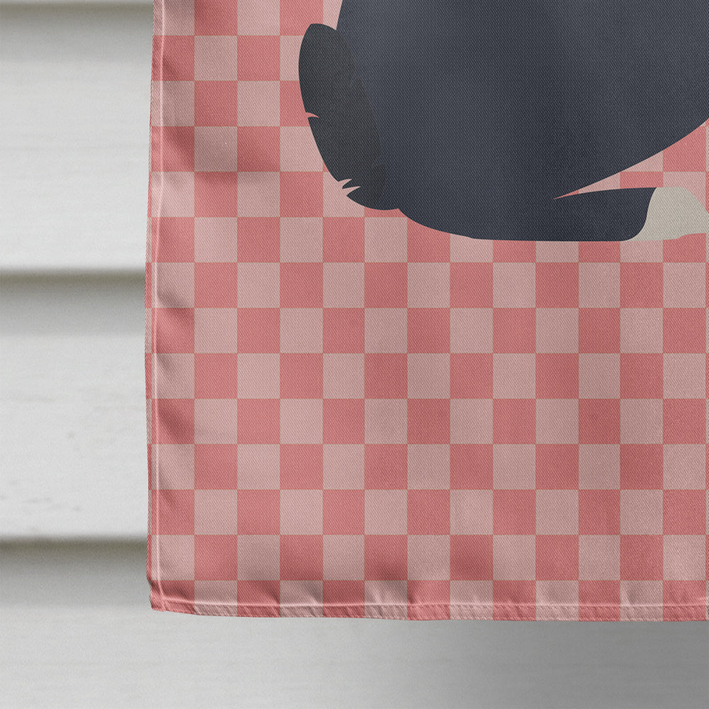 Dutch Rabbit Pink Check House Flag 28x40 Porch Sleeve Pole Decorative Outside Yard Banner Artwork Wall Hanging, Polyester