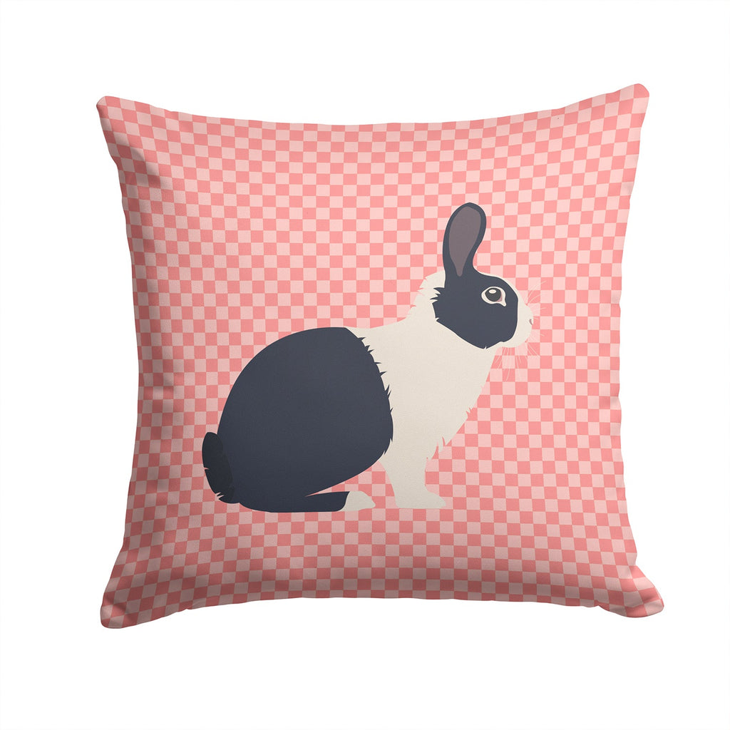 Dutch Rabbit Pink Check Decorative Throw Pillow 14x14 Indoor Outdoor Accent Cushion, Fabric Cover with Insert for Sofa, Bed, Porch & Living Room