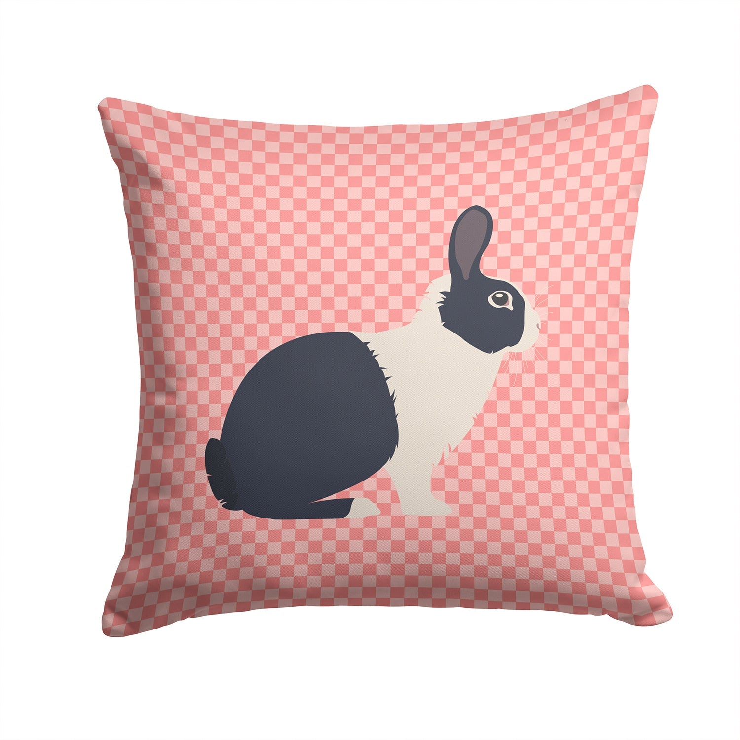 Dutch Rabbit Pink Check Decorative Throw Pillow 14x14 Indoor Outdoor Accent Cushion, Fabric Cover with Insert for Sofa, Bed, Porch & Living Room