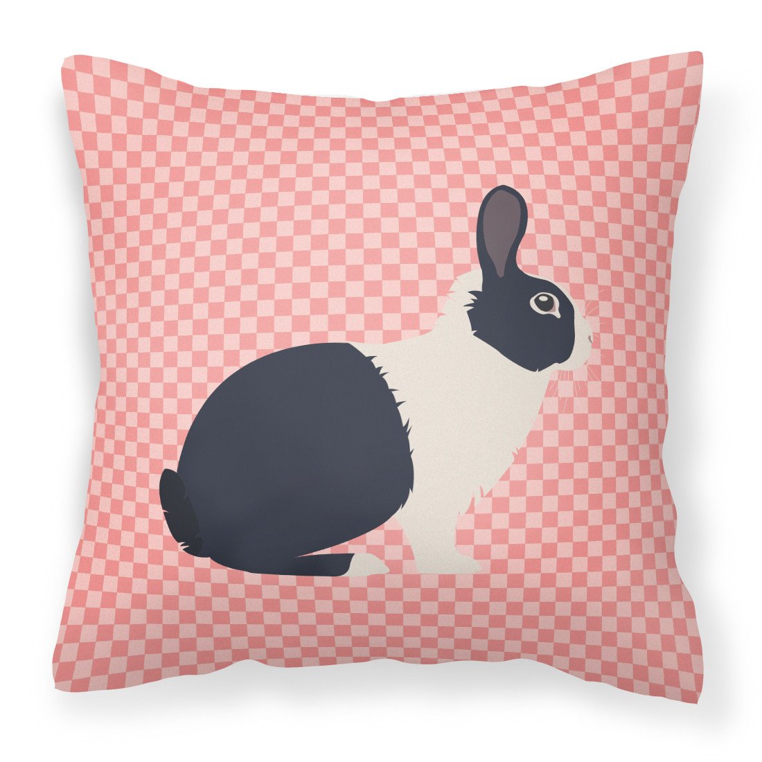 Dutch Rabbit Pink Check Decorative Throw Pillow 18x18 Indoor Outdoor Accent Cushion, Fabric Cover with Insert for Sofa, Bed, Porch & Living Room
