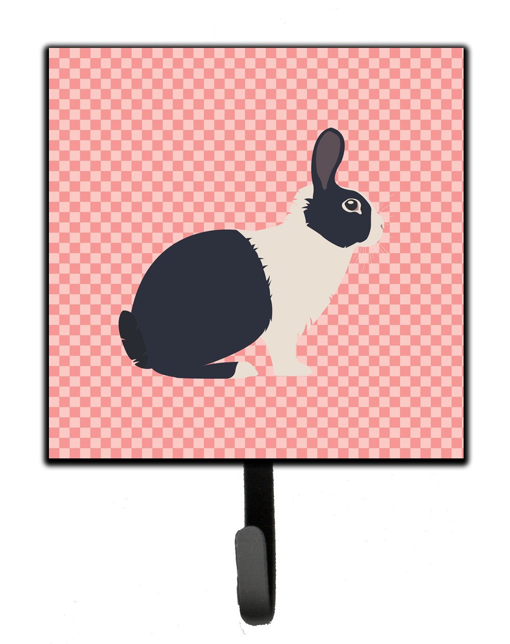 Dutch Rabbit Pink Check Leash or Key Holder Wall Hooks, Key Hooks Holder, Coat Rack Wall Mount, Coat Hooks, Hooks for Hanging Keys, Towels, Aprons, Leashes