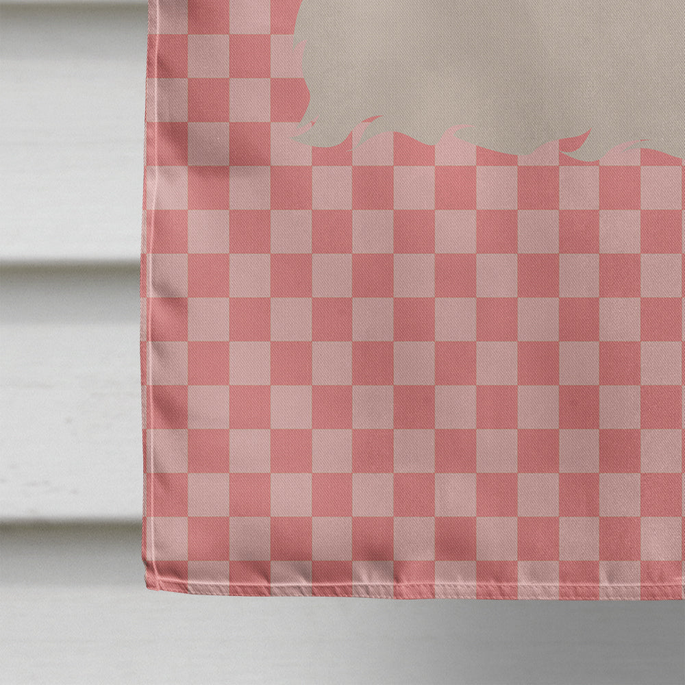 Fluffy Angora Rabbit Pink Check House Flag 28x40 Porch Sleeve Pole Decorative Outside Yard Banner Artwork Wall Hanging, Polyester