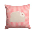 Fluffy Angora Rabbit Pink Check Decorative Throw Pillow 14x14 Indoor Outdoor Accent Cushion, Fabric Cover with Insert for Sofa, Bed, Porch & Living Room