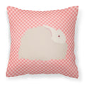 Fluffy Angora Rabbit Pink Check Decorative Throw Pillow 18x18 Indoor Outdoor Accent Cushion, Fabric Cover with Insert for Sofa, Bed, Porch & Living Room