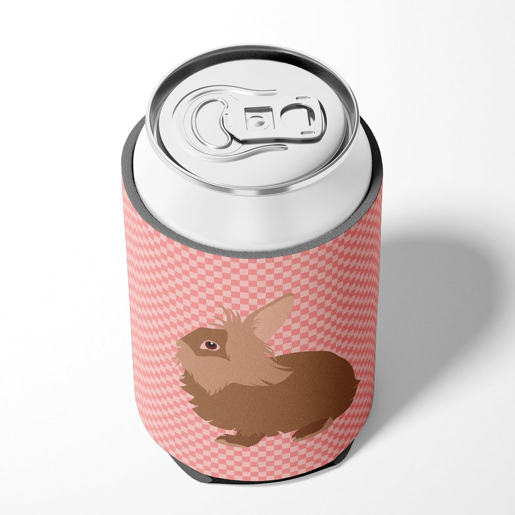 Lionhead Rabbit Pink Check Can or Bottle Hugger Cooler Sleeve for Standard 12 oz Cans, Insulated Foam Beer & Soda Can Hugger Reusable