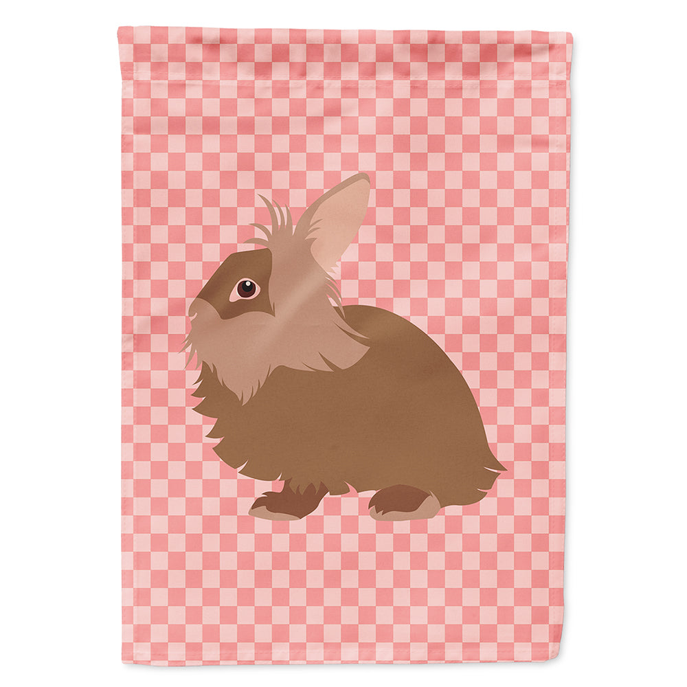 Lionhead Rabbit Pink Check House Flag 28x40 Porch Sleeve Pole Decorative Outside Yard Banner Artwork Wall Hanging, Polyester