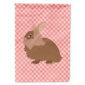 Lionhead Rabbit Pink Check House Flag 28x40 Porch Sleeve Pole Decorative Outside Yard Banner Artwork Wall Hanging, Polyester