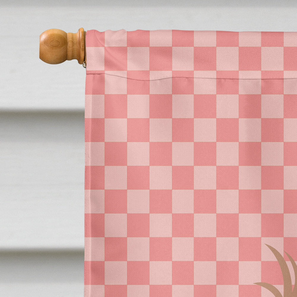 Lionhead Rabbit Pink Check House Flag 28x40 Porch Sleeve Pole Decorative Outside Yard Banner Artwork Wall Hanging, Polyester