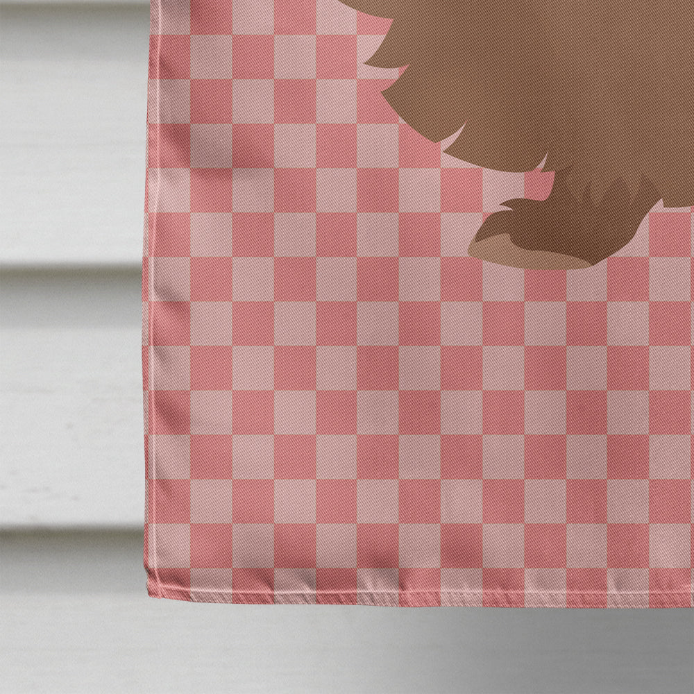 Lionhead Rabbit Pink Check House Flag 28x40 Porch Sleeve Pole Decorative Outside Yard Banner Artwork Wall Hanging, Polyester