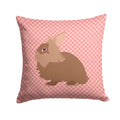 Lionhead Rabbit Pink Check Decorative Throw Pillow 14x14 Indoor Outdoor Accent Cushion, Fabric Cover with Insert for Sofa, Bed, Porch & Living Room
