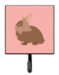 Lionhead Rabbit Pink Check Leash or Key Holder Wall Hooks, Key Hooks Holder, Coat Rack Wall Mount, Coat Hooks, Hooks for Hanging Keys, Towels, Aprons, Leashes