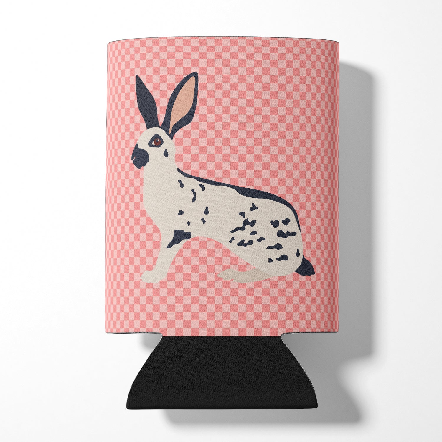 English Spot Rabbit Pink Check Can or Bottle Hugger Cooler Sleeve for Standard 12 oz Cans, Insulated Foam Beer & Soda Can Hugger Reusable