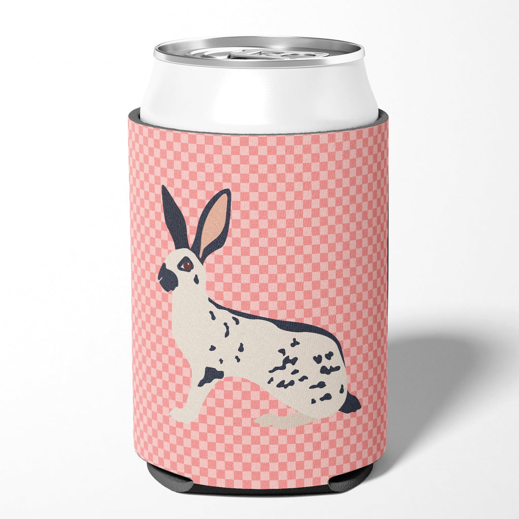 English Spot Rabbit Pink Check Can or Bottle Hugger Cooler Sleeve for Standard 12 oz Cans, Insulated Foam Beer & Soda Can Hugger Reusable