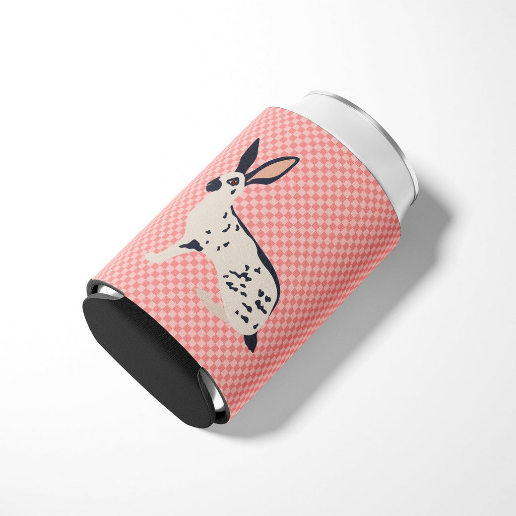 English Spot Rabbit Pink Check Can or Bottle Hugger Cooler Sleeve for Standard 12 oz Cans, Insulated Foam Beer & Soda Can Hugger Reusable