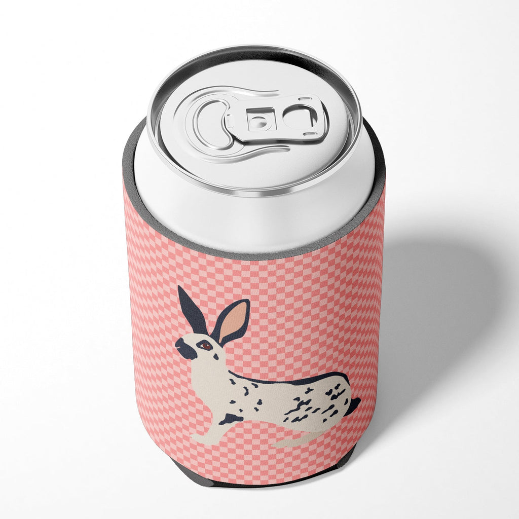 English Spot Rabbit Pink Check Can or Bottle Hugger Cooler Sleeve for Standard 12 oz Cans, Insulated Foam Beer & Soda Can Hugger Reusable