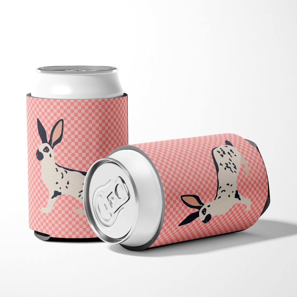 English Spot Rabbit Pink Check Can or Bottle Hugger Cooler Sleeve for Standard 12 oz Cans, Insulated Foam Beer & Soda Can Hugger Reusable