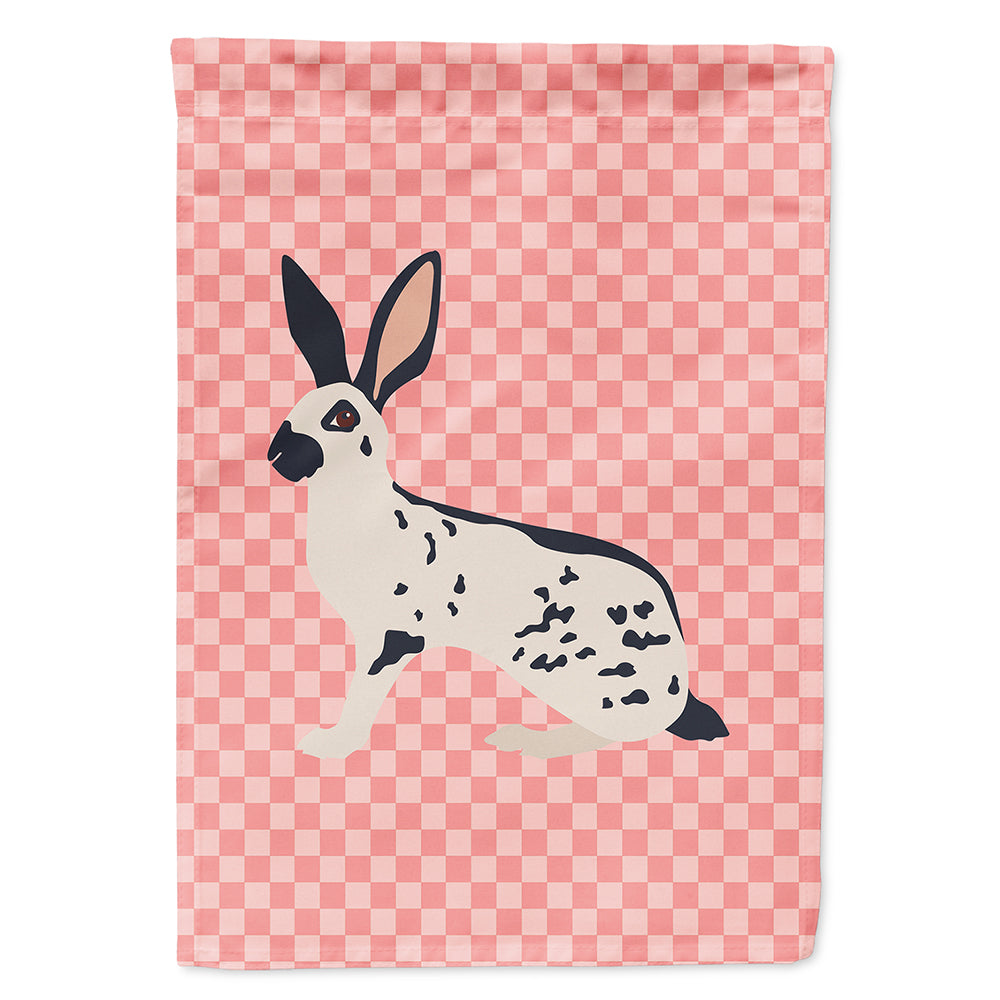English Spot Rabbit Pink Check House Flag 28x40 Porch Sleeve Pole Decorative Outside Yard Banner Artwork Wall Hanging, Polyester