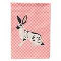 English Spot Rabbit Pink Check House Flag 28x40 Porch Sleeve Pole Decorative Outside Yard Banner Artwork Wall Hanging, Polyester