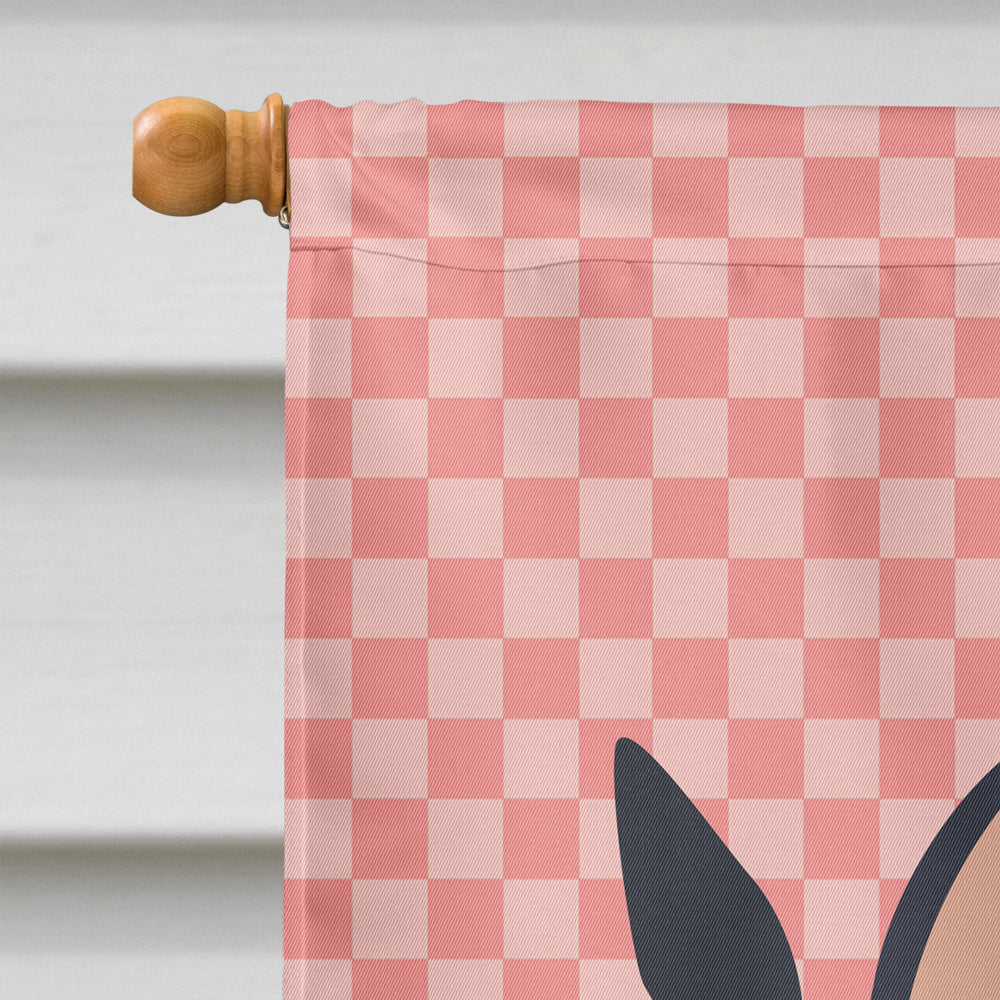 English Spot Rabbit Pink Check House Flag 28x40 Porch Sleeve Pole Decorative Outside Yard Banner Artwork Wall Hanging, Polyester