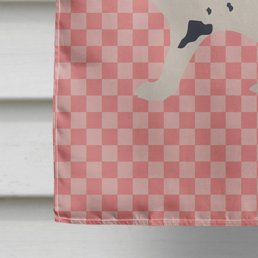 English Spot Rabbit Pink Check House Flag 28x40 Porch Sleeve Pole Decorative Outside Yard Banner Artwork Wall Hanging, Polyester