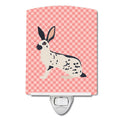 English Spot Rabbit Pink Check Ceramic Night Light Compact, UL-Certified, Ideal for Bedroom, Bathroom, Nursery, Hallway, Kitchen, 6x4x3, Multicolor