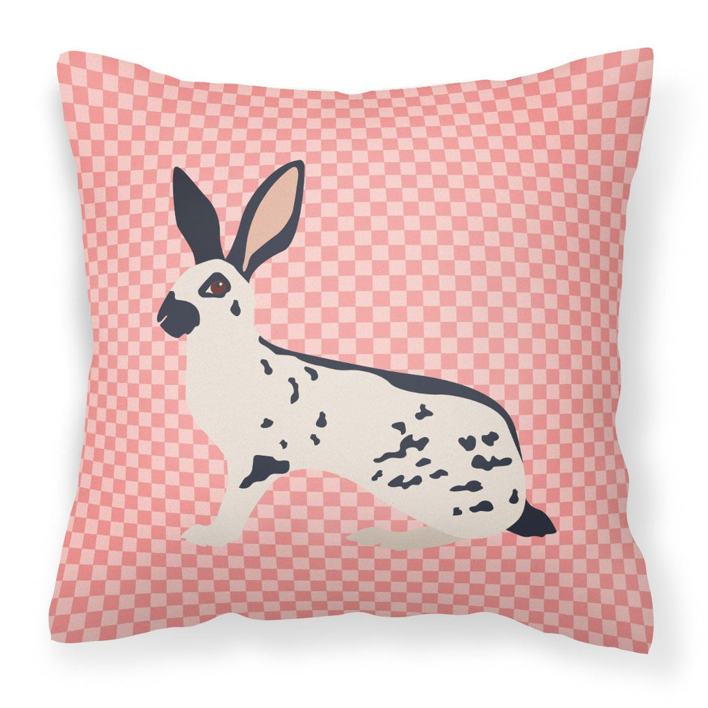 English Spot Rabbit Pink Check Decorative Throw Pillow 18x18 Indoor Outdoor Accent Cushion, Fabric Cover with Insert for Sofa, Bed, Porch & Living Room