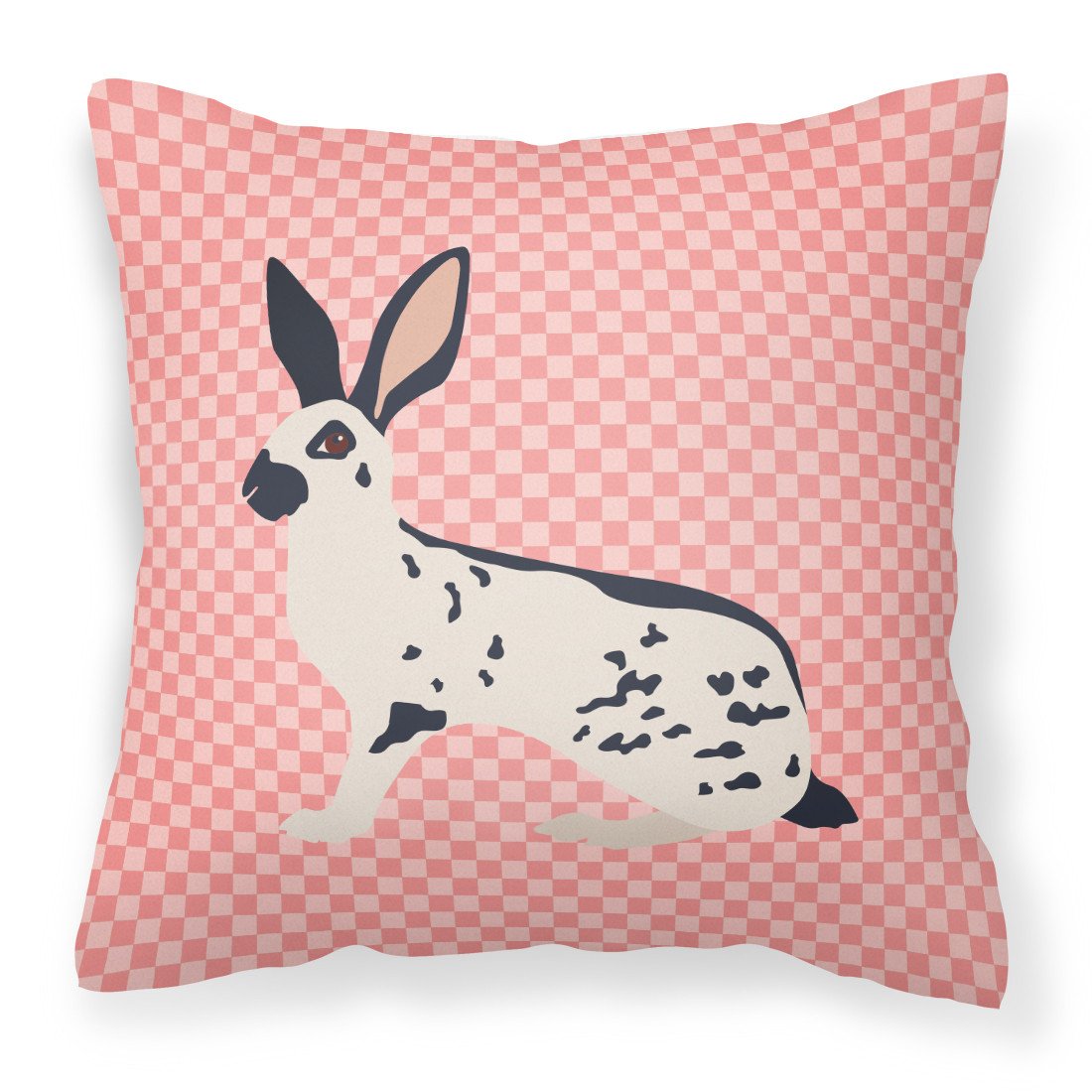 English Spot Rabbit Pink Check Decorative Throw Pillow 18x18 Indoor Outdoor Accent Cushion, Fabric Cover with Insert for Sofa, Bed, Porch & Living Room