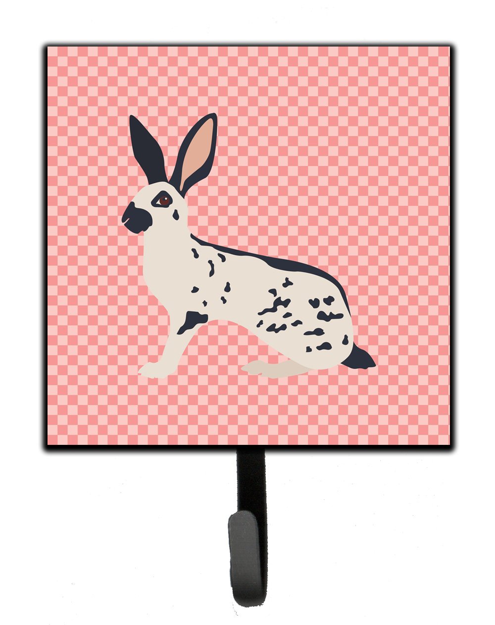 English Spot Rabbit Pink Check Leash or Key Holder Wall Hooks, Key Hooks Holder, Coat Rack Wall Mount, Coat Hooks, Hooks for Hanging Keys, Towels, Aprons, Leashes