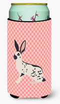 English Spot Rabbit Pink Check Tall Boy Hugger Can Cooler Sleeve Machine Washable Drink Collapsible Insulator Beverage Insulated Holder