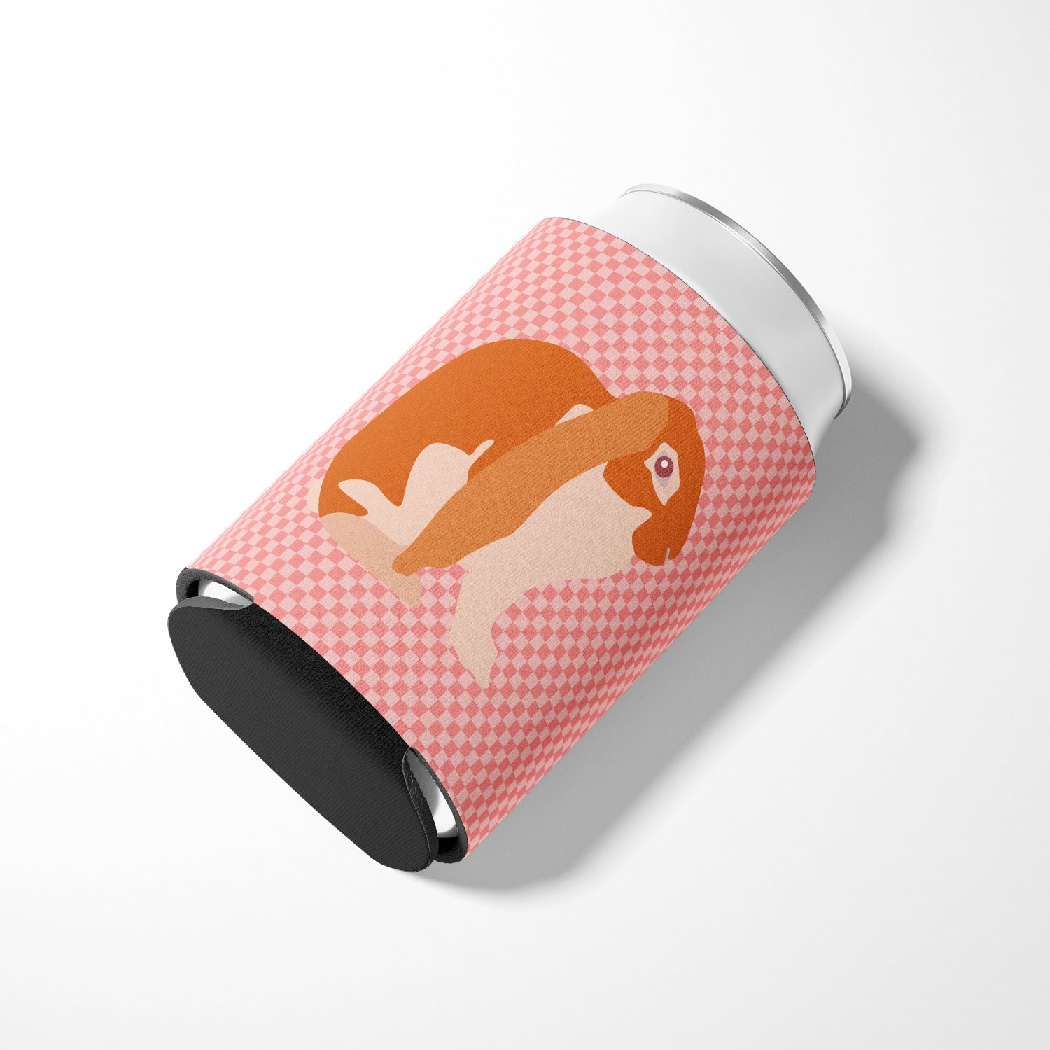 English Lop Rabbit Pink Check Can or Bottle Hugger Cooler Sleeve for Standard 12 oz Cans, Insulated Foam Beer & Soda Can Hugger Reusable