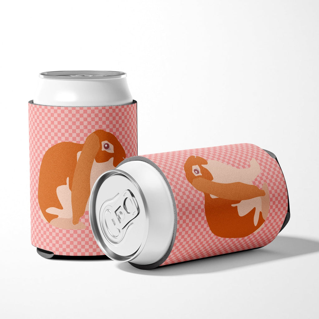 English Lop Rabbit Pink Check Can or Bottle Hugger Cooler Sleeve for Standard 12 oz Cans, Insulated Foam Beer & Soda Can Hugger Reusable