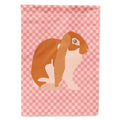 English Lop Rabbit Pink Check House Flag 28x40 Porch Sleeve Pole Decorative Outside Yard Banner Artwork Wall Hanging, Polyester