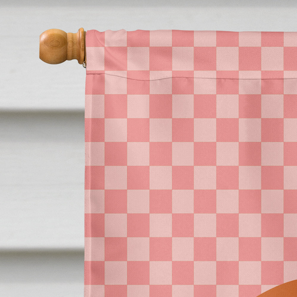 English Lop Rabbit Pink Check House Flag 28x40 Porch Sleeve Pole Decorative Outside Yard Banner Artwork Wall Hanging, Polyester