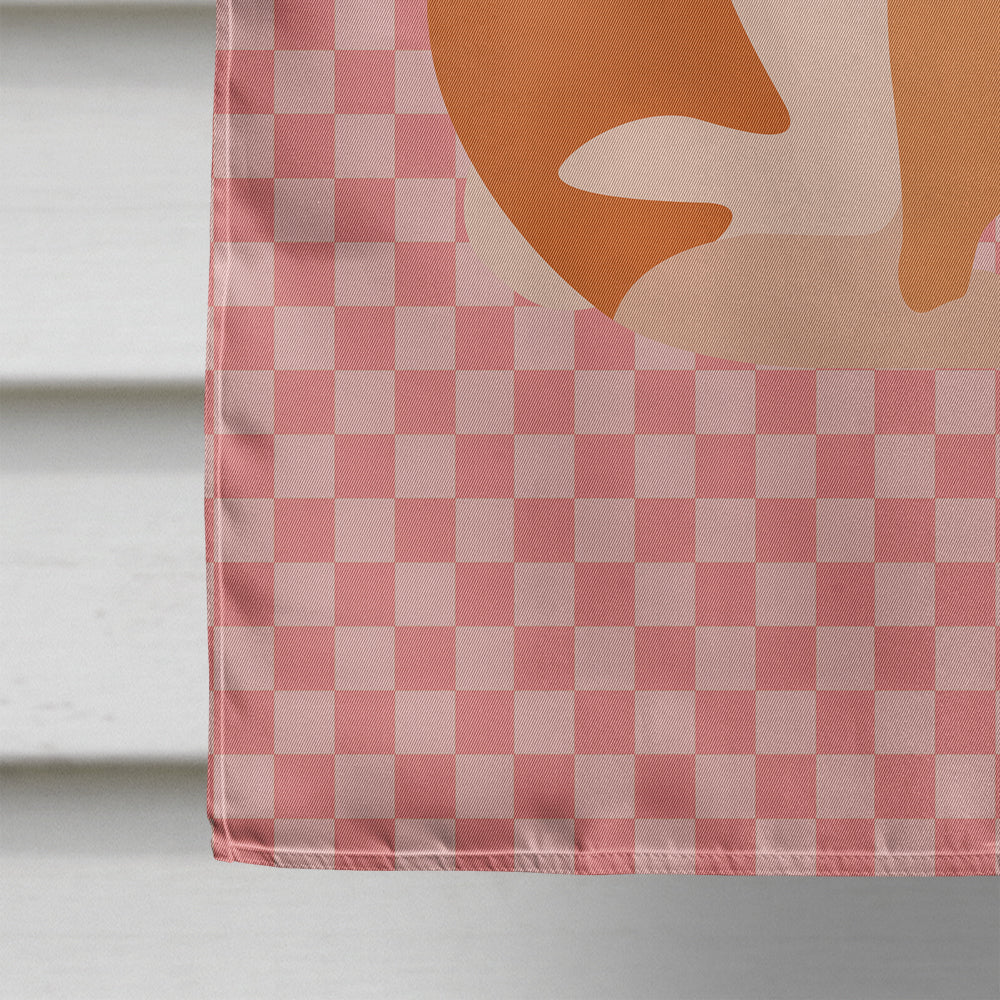 English Lop Rabbit Pink Check House Flag 28x40 Porch Sleeve Pole Decorative Outside Yard Banner Artwork Wall Hanging, Polyester