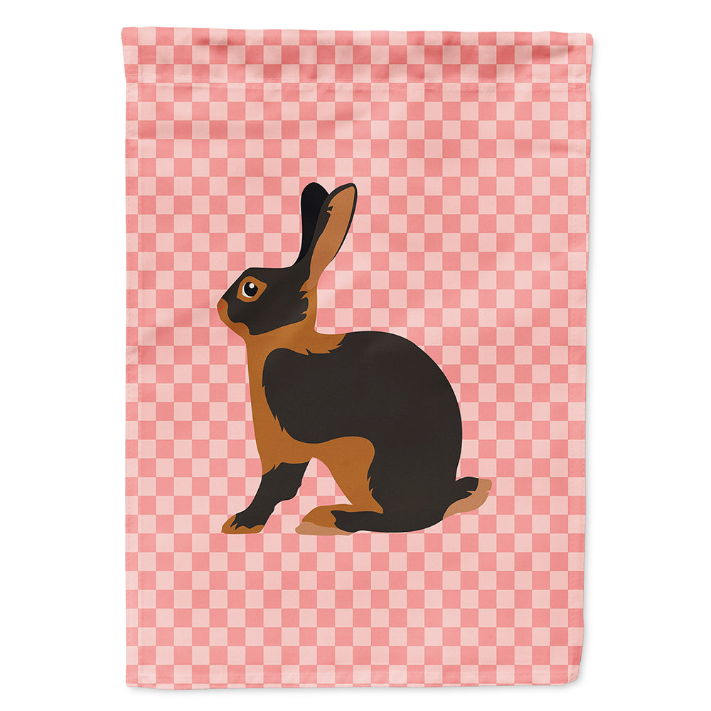 Tan Rabbit Pink Check House Flag 28x40 Porch Sleeve Pole Decorative Outside Yard Banner Artwork Wall Hanging, Polyester