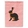 Tan Rabbit Pink Check House Flag 28x40 Porch Sleeve Pole Decorative Outside Yard Banner Artwork Wall Hanging, Polyester