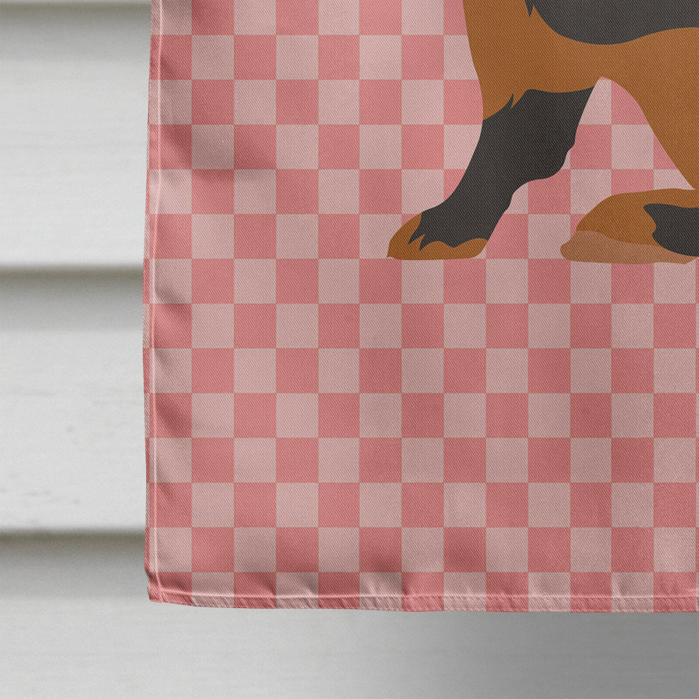 Tan Rabbit Pink Check House Flag 28x40 Porch Sleeve Pole Decorative Outside Yard Banner Artwork Wall Hanging, Polyester