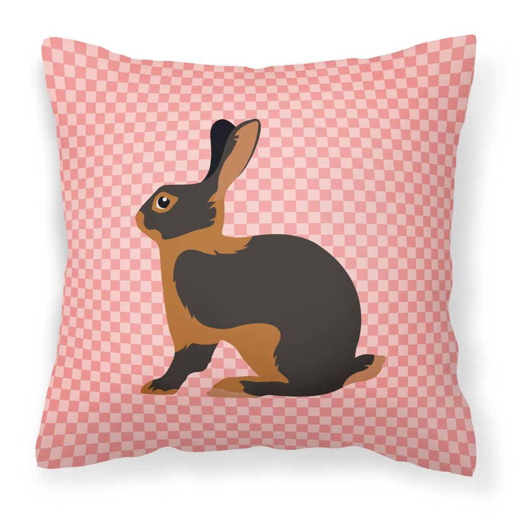 Tan Rabbit Pink Check Decorative Throw Pillow 18x18 Indoor Outdoor Accent Cushion, Fabric Cover with Insert for Sofa, Bed, Porch & Living Room