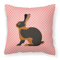 Tan Rabbit Pink Check Decorative Throw Pillow 18x18 Indoor Outdoor Accent Cushion, Fabric Cover with Insert for Sofa, Bed, Porch & Living Room
