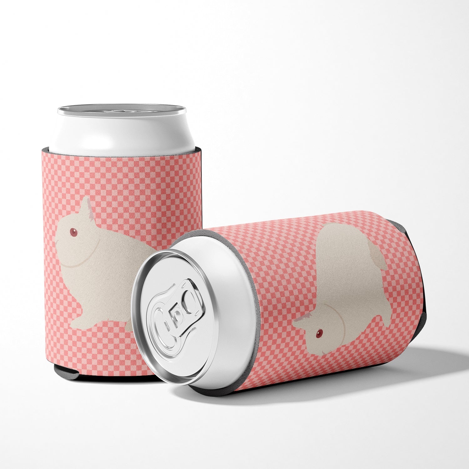 Hermelin Rabbit Pink Check Can or Bottle Hugger Cooler Sleeve for Standard 12 oz Cans, Insulated Foam Beer & Soda Can Hugger Reusable