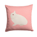Hermelin Rabbit Pink Check Decorative Throw Pillow 14x14 Indoor Outdoor Accent Cushion, Fabric Cover with Insert for Sofa, Bed, Porch & Living Room