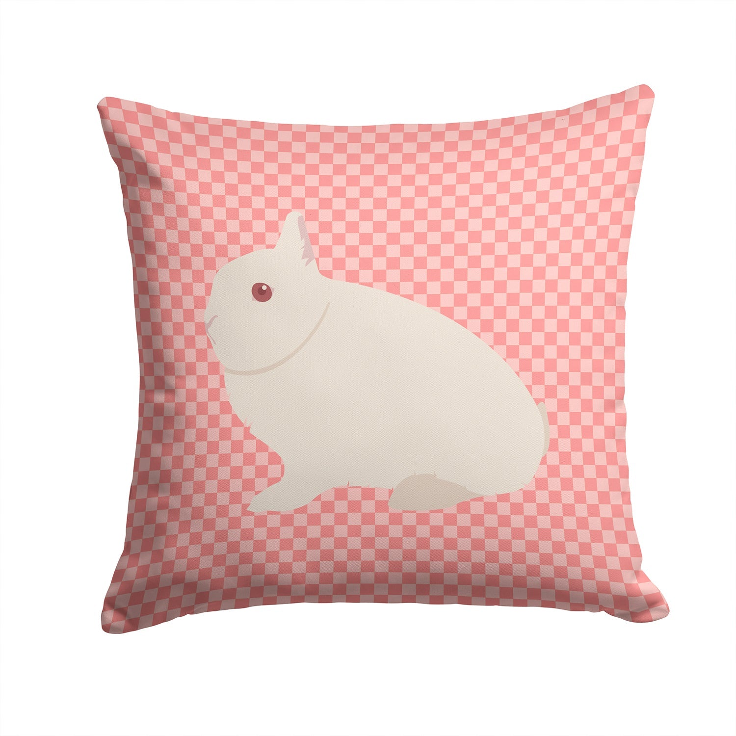 Hermelin Rabbit Pink Check Decorative Throw Pillow 14x14 Indoor Outdoor Accent Cushion, Fabric Cover with Insert for Sofa, Bed, Porch & Living Room