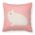 Hermelin Rabbit Pink Check Decorative Throw Pillow 18x18 Indoor Outdoor Accent Cushion, Fabric Cover with Insert for Sofa, Bed, Porch & Living Room