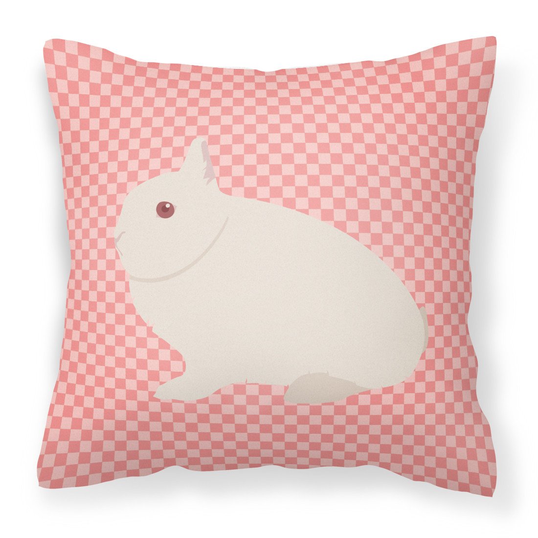 Hermelin Rabbit Pink Check Decorative Throw Pillow 18x18 Indoor Outdoor Accent Cushion, Fabric Cover with Insert for Sofa, Bed, Porch & Living Room