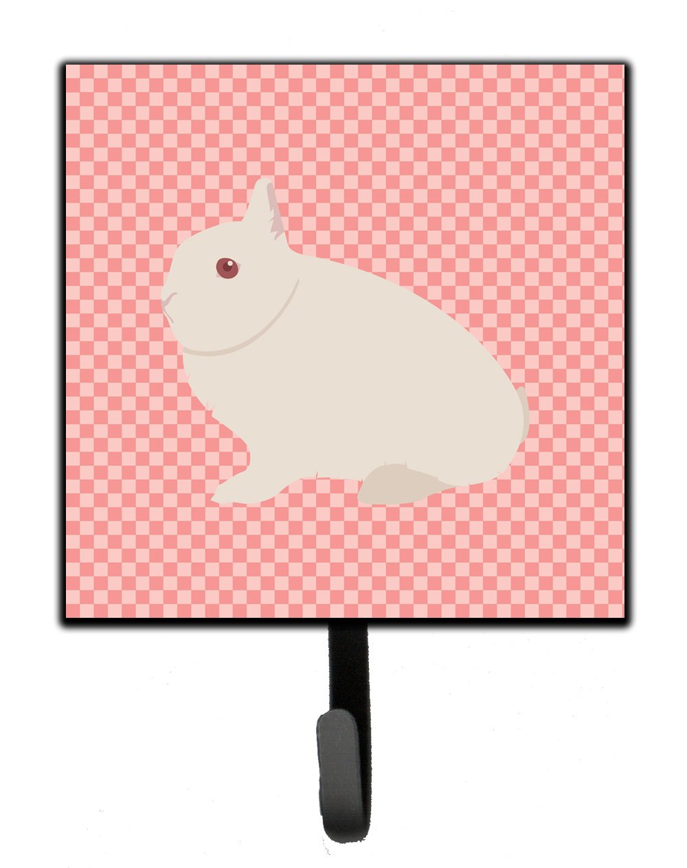 Hermelin Rabbit Pink Check Leash or Key Holder Wall Hooks, Key Hooks Holder, Coat Rack Wall Mount, Coat Hooks, Hooks for Hanging Keys, Towels, Aprons, Leashes