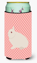 Hermelin Rabbit Pink Check Tall Boy Hugger Can Cooler Sleeve Machine Washable Drink Collapsible Insulator Beverage Insulated Holder